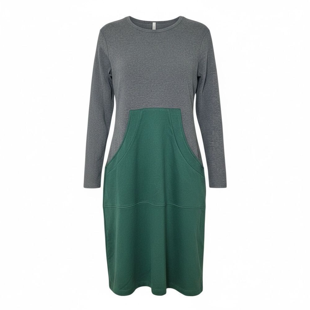 Ginger Long Sleeve Front Pocket Midi Dress